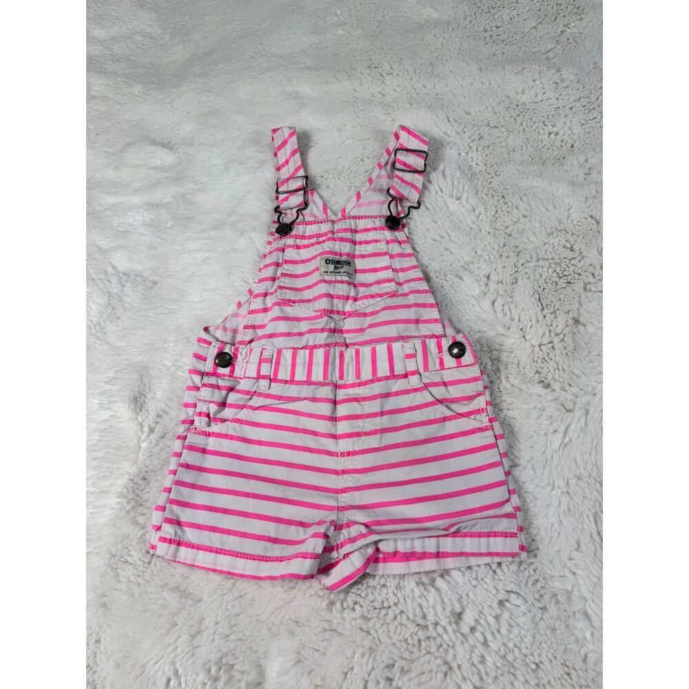 OshKosh B’gosh Baby Girl Pink & White Striped Overalls Size 18M